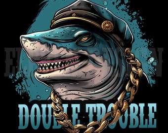 Gangsterhaai PNG: sublimatieontwerp voor T-shirts (digitale download)