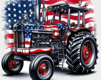 American Flag Tractor PNG: Patriotic Farming Shirt Design (Digital Download)