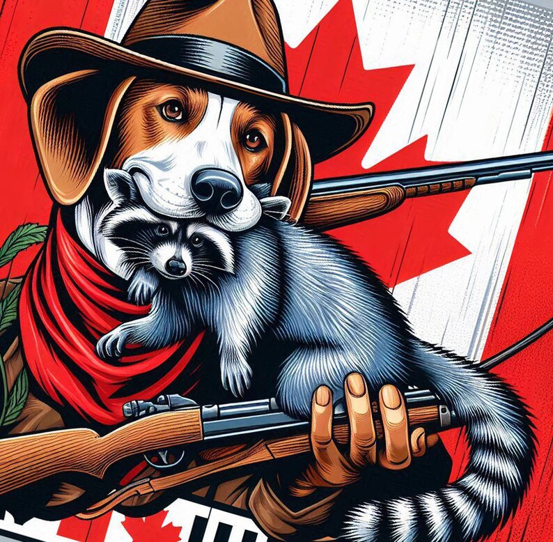 Hunter Dog & Racoon Canada Flag PNG: Hunting Design (digital Download ...