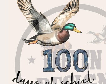 100 giorni di scuola - Disegno a sublimazione di un'anatra volante (download digitale PNG)