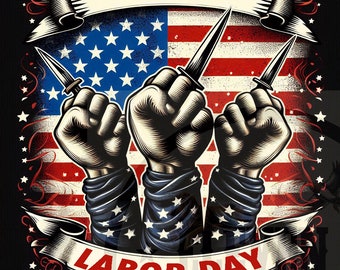 Bandiera americana del Labor Day, girasole PNG: design patriottico (download digitale)