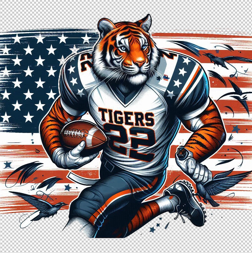 Patriotic Tiger Football PNG: American School Design (digital Download) -  Etsy Israel, image size:1014x1018