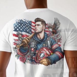 Firefighter American Flag PNG, Fireman Flag Sublimation PNG, Instant download | dtf dtg print files | transaprent background, high-quality