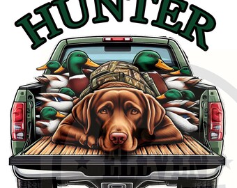 Hunter Dog and Ducks Sublimation Design: Hunting Clipart (Digital Download)