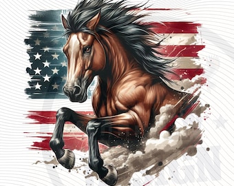 American horse sublimation design PNG  files- American Horses sublimate Transparent Background digital download dtf dtg  print files PNG
