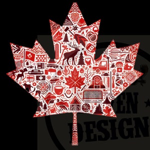 Diseño de hoja de Canadá / Fondo transparente / Diseño de sublimación de ciervo y hoja de Canadá / Archivos de impresión Dtf Dtg para camisetas / Imágenes prediseñadas de hojas /