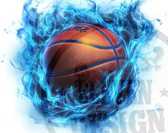 Basketball Fire PNG: Sublimation Design (Digital Download)