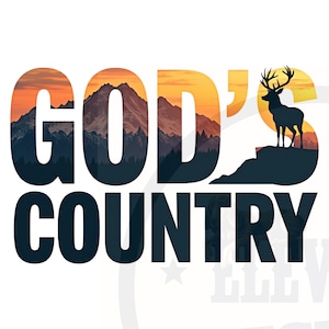 Design de sublimação God's Country | fundo transparente | design de alta qualidade | design de camisa God's Country | clipart de caça |