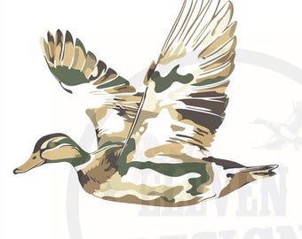 Duck Camo Flying Duck PNG: Hunting Shirt Design (Digital Download)