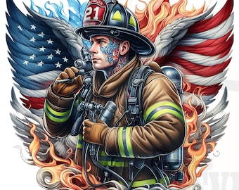 Bandiera americana dei pompieri in formato PNG: disegno a sublimazione (download digitale)