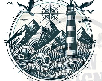Clipart del faro: PNG ad alta risoluzione, sfondo trasparente (download digitale)