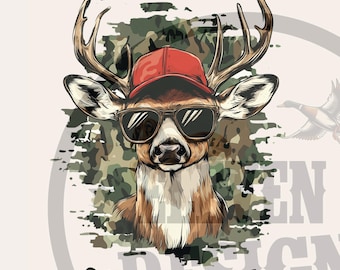 100 Days of School Deer Sublimation Design: Camo Hunting Clipart (PNG Digital Download)
