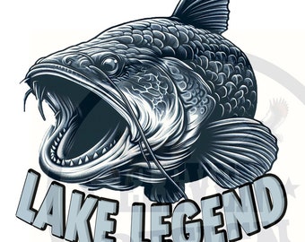Lake Legend Catfish PNG: Fishing Sublimation Clipart (Digital Download)