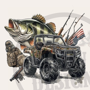 Hunting & Fishing Sublimation Design - Fisher utv transparent background print dtg dtf files for fisher tshirt design hunter printable