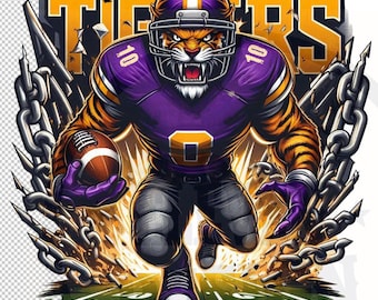 Tiger Football Player PNG: Sublimation Design (Digital Download)
