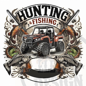 Hunting & Fishing Clipart: Transparent PNG, DTF DTG Print (Digital Download)