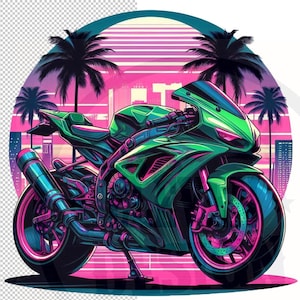 Retro Motorcycle Sublimation PNG: Vintage Clipart Design (Digital Download)