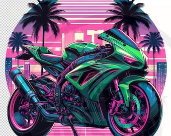 Retro Motorcycle Sublimation PNG: Vintage Clipart Design (Digital Download)