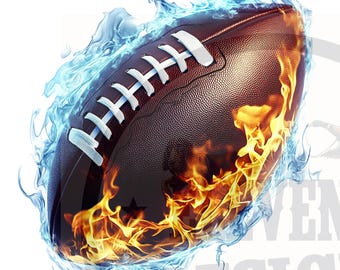 Flaming Football PNG: School Spirit T-Shirt Design (Digital Download)