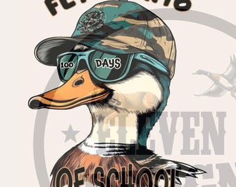 Mallard Duck 100 Days of School PNG - Sublimation Design