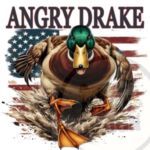 Drake en colère canard colvert américain sublimer la chasse PNG canard chasseur fond Transparent chasse vie dtf dtg imprimable chemise conception clipart