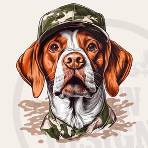 Perro de caza de patos Premium SVG, PNG / Sombrero de camuflaje Beagle para perro / Impresiones digitales / Descarga digital / Diseño de camiseta para perro / Sublimación de caza