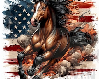 American Horse Flag PNG: Patriotic Sublimation Print (Digital Download)