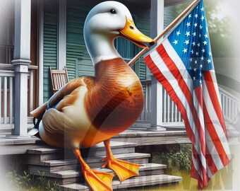 Patriotic Duck with USA Flag PNG: Sublimation Print File (Digital Download)