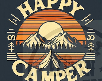 Happy Camper Clipart: Camping Design PNG (Digital Download)