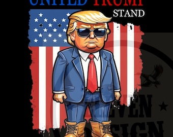 Sublimerad design för United Trump | Trump-tecknad design | Hög upplösning | Trump-skjortdesign | Trump-utskriftsfiler | DTF-överföringsfiler |