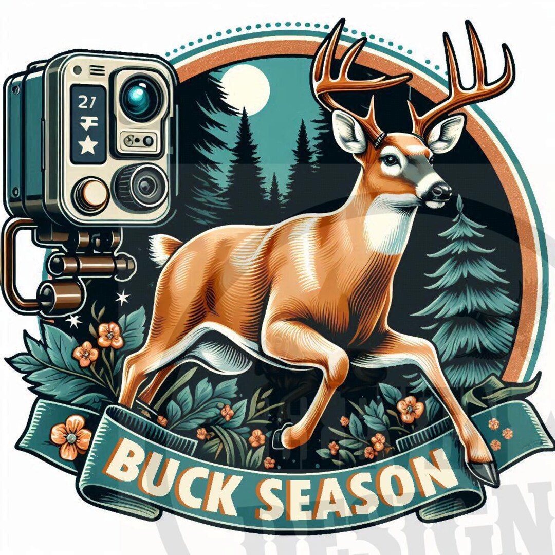 Buck Season Deer Hunting T-shirt Design: PNG Sublimation File (digital
