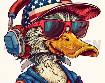 Patriotic Duck PNG: 4th July Sublimation Design (Digital Download)