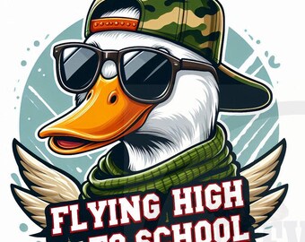 Duck Back to School Sublimation Design: Kids Shirt PNG (Digital Download)