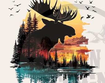 Moose Sublimation Design: Wildlife Clipart PNG (4000x4000 px)
