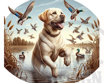 Golden Retriever Duck Hunting Art: Vilda djur äventyr (digital nedladdning)