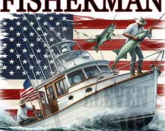 Pescador Americano PNG: Design de Sublimação da Temporada de Pesca (Download Digital)