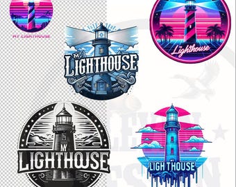 Lighthouse Watercolor Clipart Bundle: Coastal PNG Graphics (Digital Download)