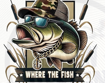Bass Fishing Design: Fisherman Shirt Graphic (PNG Digital Download)