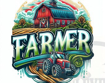 Farmer Tractor PNG: Farm Life Shirt Design (Digital Download)