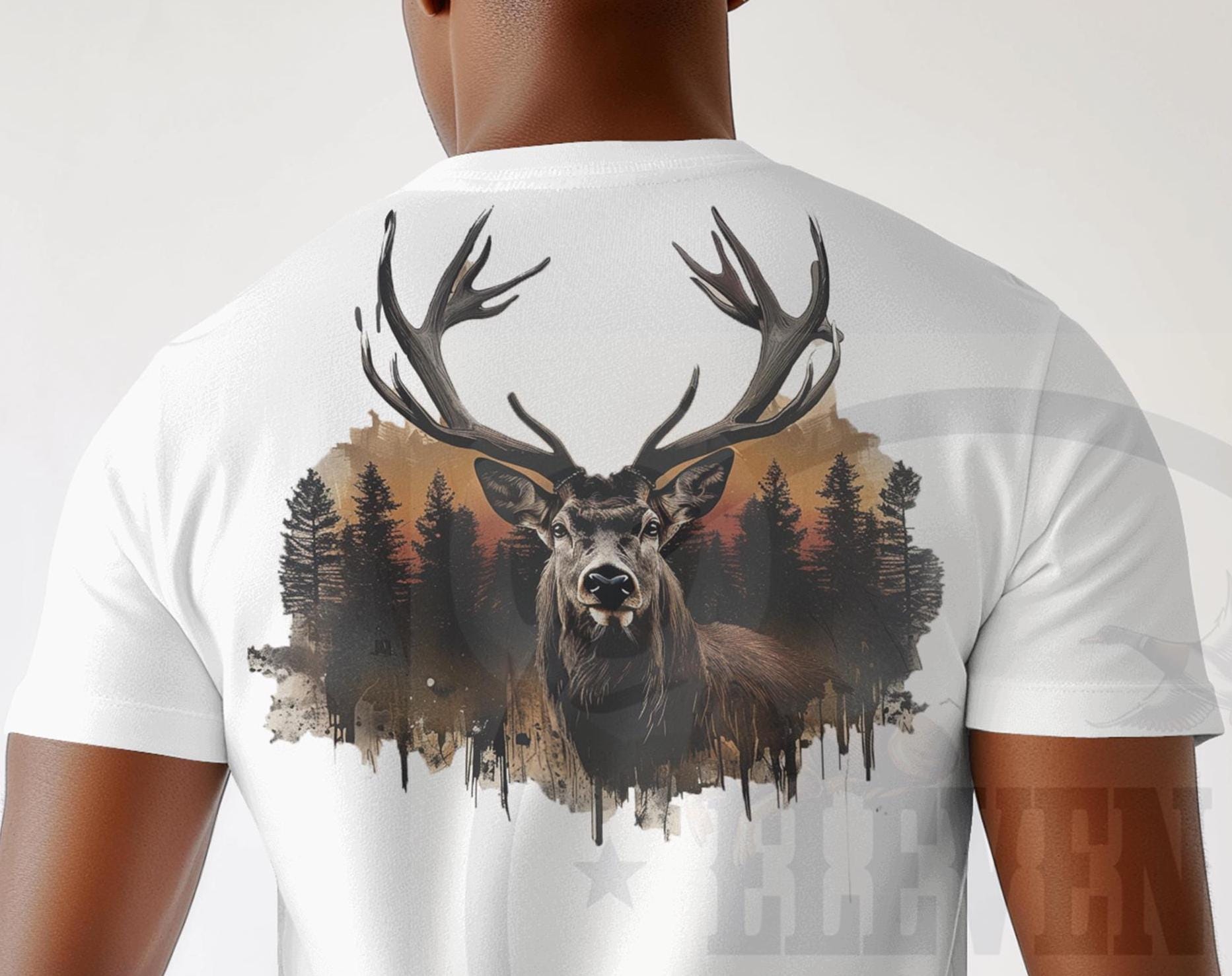 Deer Hunter PNG: Elk Stag Clip Art for Sublimation (Digital Download)