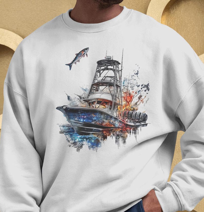 Diseño de barco pesquero: archivo de impresión DTF DTG (PNG) imagen 2