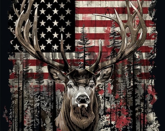 4th of july png American Flag png | hunting deer shirt png | hunting Sublimation Design Transparent Background | Deer Head png USA FLAG DEER