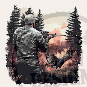 Jagdsublimationsdesign | Camouflage Jagd png | Jagdtruthahn print Dateien | dtf dtg-Dateien | Jagd T-Shirt Motiv | Sofortdownload |