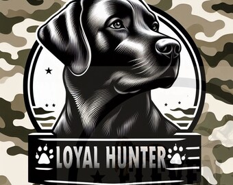 Black Labrador Camo PNG: Hunting Dog Sublimation (Digital Download)