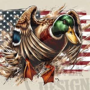 Mallard Duck Hunting PNG: American Flag Sublimate (Digital Download)