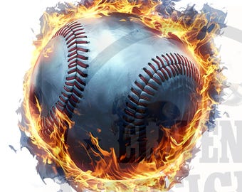 Flammender Baseball PNG: Feuer Sublimationsdesign (Digitaler Download)