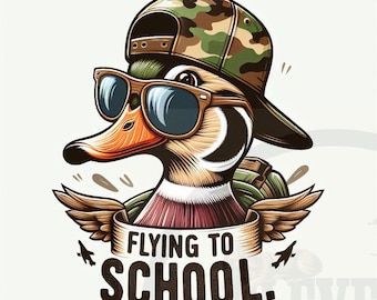 Flying Duck Back to School PNG: Kids Clipart (Digital Download)