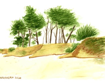 Fort Bragg Beach original watercolor 2020