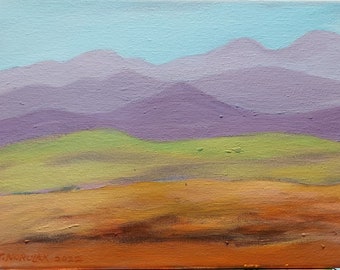 Purple Mountains Fantasy original acrylic painting on canvas; New! 2022