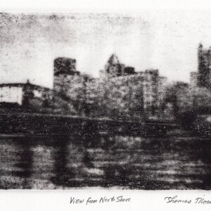 View From North Shore limited edition etching of Pittsburgh